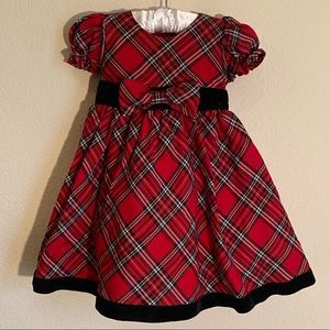 Baby Christmas Dress Red Plaid and Velvet 9-12m